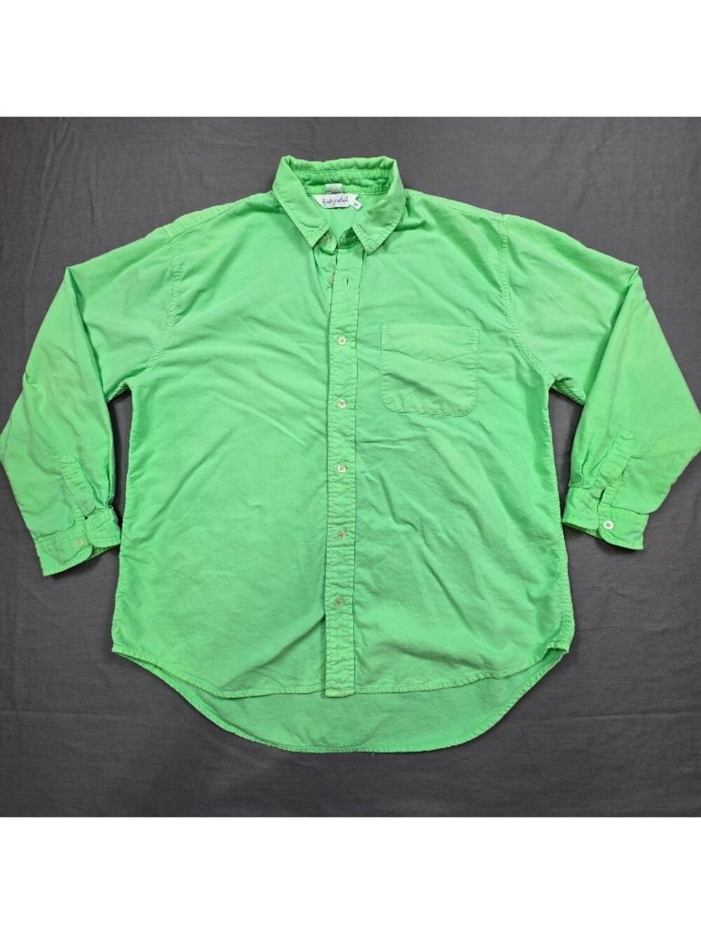 Fresh Produce M Womens Long Sleeve Button-Up Shirt Green 100% Cotton Casual Top
